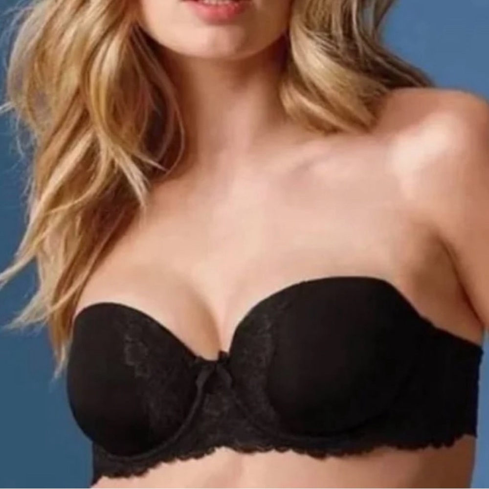 Victoria's Secret Black Lace Strapless Bra